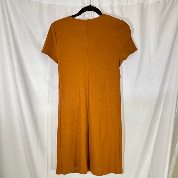 Madewell Texture & Thread Side‑Tie Wrap Dress Burnt Orange/Brown XS - Picture 3 of 6